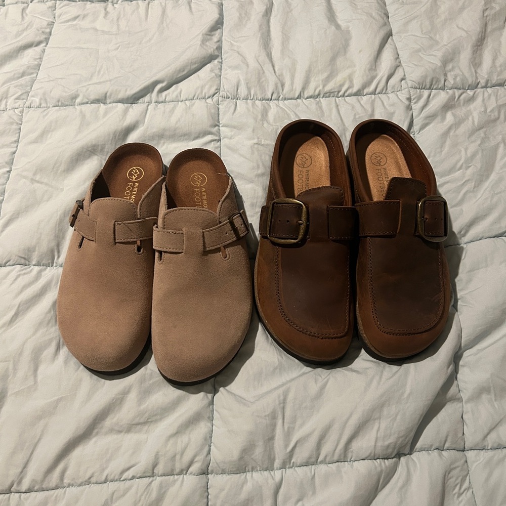 White Mountain Footbed’s suede and leather mules Women’s Size 10